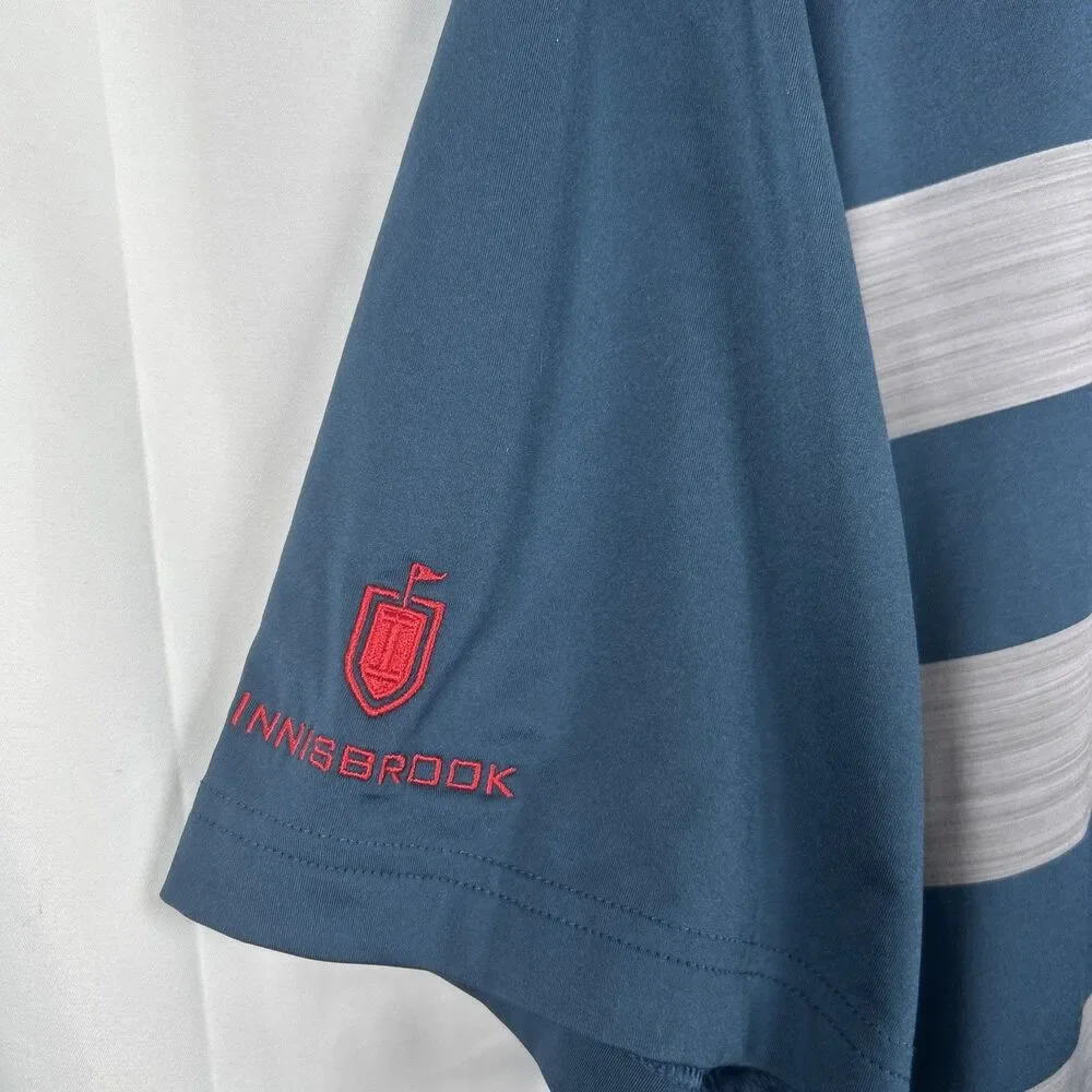 Adidas Golf Polo Shirt Innisbrook Mens Large Blue Gray Striped USA